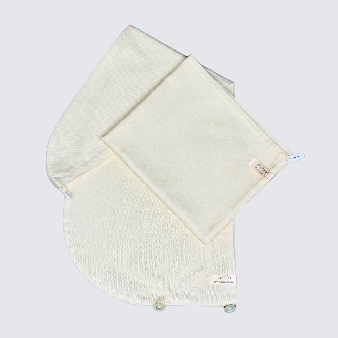 Set Haarturban und Gesichtshandtuch aus Ahimsa Seide